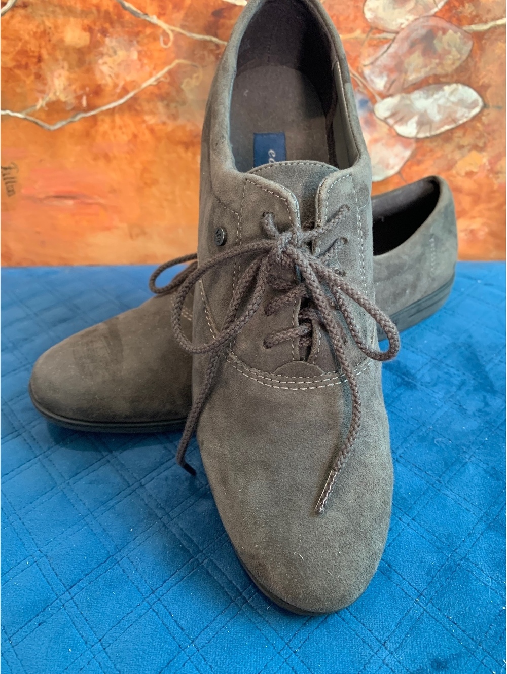 Easy Spirit Women’s Gray Suede Leather Upper Oxfords Size 8N